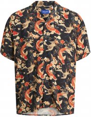 Jack & Jones Tokyo tummanruskea kuviollinen havaijipaita