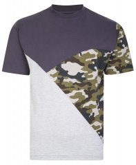 Kam Jeans 5394 Cut & Saw Camo Panel T-Shirt Charcoal