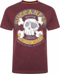 Kam Jeans 5753 Buccaneer Print T-Shirt BURGUNDY MARL