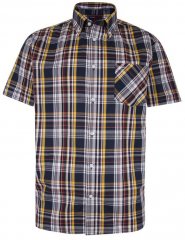 Kam Jeans 6208 SS Casual Check Shirt Navy
