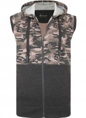 Kam Jeans 7039 Camo Panelled Vest Charcoal