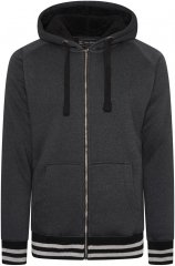 Kam Jeans 7074 Zip Thru Sherpa Hoody with Contrast Cuff/Hem Charcoal
