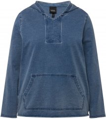 Ulla Popken Raw Hem Long Sleeve Hoodie Night Blue