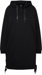 Ulla Popken Longline Lace Up Hoodie Black
