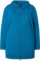 Ulla Popken Contrast Piping Zip-Up Hoodie Smoke Blue