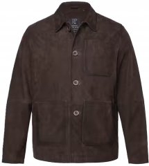 JP1880 Leather Jacket Goat Suede Shirt Collar Dark Brown
