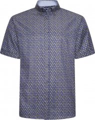 Kam Jeans P033 Premium Floral Print Short Sleeve Shirt Navy