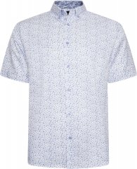 Kam Jeans P035 Premium Mini Leaf Print Short Sleeve Shirt White
