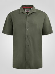 D555 Connor Stretch Cuban Collar Reosrt Short Sleeve Shirt Khaki