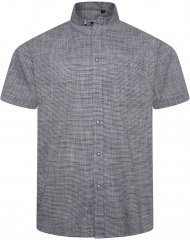 Kam Jeans 6334 Striped Grandad Short Sleeve Shirt Charcoal