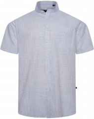 Kam Jeans 6334 Striped Grandad Short Sleeve Shirt Blue