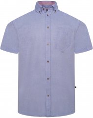 Kam Jeans 6340 Linen Mix Short Sleeve Shirt Blue