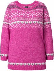 Ulla Popken Norwegian Style Pastel Tone Long Sleeve Sweater Summer Berry