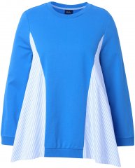 Ulla Popken Pinstripe Gore Long Sleeve Sweatshirt Peacock Blue