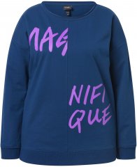 Ulla Popken Magnifique Split Style Sweatshirt Dark Blue