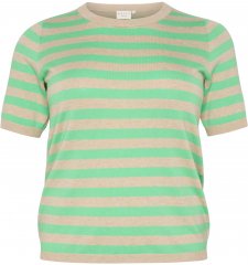 Kaffe Curve Lizzy Raidallinen neulepusero Höyhenharmaa meleerattu/Vihreä