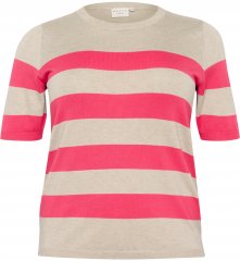 Kaffe Curve Lizzy Raidallinen neulepusero Beige/Vadelma