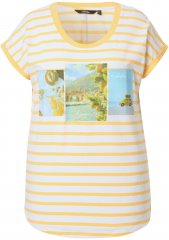 Ulla Popken Striped Short Sleeve Citrus Graphic Tee Sun Yellow