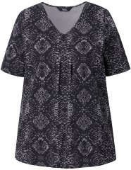 Ulla Popken Snake Print V-Neck Tee Graphite Grey
