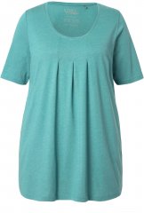 Ulla Popken Essential Front Pleat Tee Green