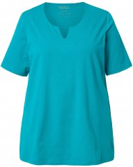 Ulla Popken Essential Notch Neck Stretch Tee Teal