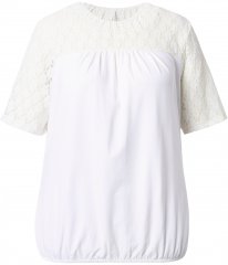 Ulla Popken Lace Yoke Short Sleeve T-Shirt Snow White