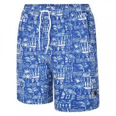Espionage SW097 Uimashortsit Havaiji-printillä Kuninkaansininen/Valkoinen