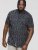 D555 BEAU S/S AO Leaf Print Shirt Navy - Kauluspaidat - Miesten isot kauluspaidat 2XL – 8XL