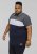 D555 EMERSON Cut And Sew Polo With Jacquard Collar Navy - Pikeepaidat - Miesten isot pikeepaidat