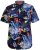 D555 TOBY Multi Colour Hawaiian AO Print Shirt - Kauluspaidat - Miesten isot kauluspaidat 2XL – 8XL