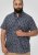 D555 Kettering Hawaiian Leaf AOP Short Sleeve Button Down Collar Shirt Denim - Kauluspaidat - Miesten isot kauluspaidat 2XL – 8XL