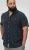 D555 Pontefract Jacquard Linen Mix Short Sleeve Shirt With Button Down Navy - Kauluspaidat - Miesten isot kauluspaidat 2XL – 8XL