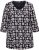 Ulla Popken Snowflake Print 3/4 Sleeve A-Line Tee Black - Painetut T-paidat naisille - 