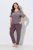 Ulla Popken 850403 Kukkakuvioinen pyjama Ruskea - Pyjama/Loungewear - 