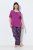 Ulla Popken 850864 Ruudullinen 3-osainen pyjamasetti Violetti - Pyjama/Loungewear - 