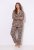 Ulla Popken 852649 Kuviollinen pyjama paitakauluksella Ruskea - Pyjama/Loungewear - 