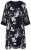 Ulla Popken 852959 Kukkakuvioinen mekko 3/4-hihoilla Musta - Midimekot - Midimekot isoissa ko'oissa
