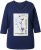 Ulla Popken Decorative Plant 3/4 Sleeve T-Shirt Ink Blue - Painetut T-paidat naisille - 