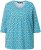 Ulla Popken Flower Print 3/4 Sleeve A-Line Tee Deep Aqua - Painetut T-paidat naisille - 