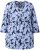 Ulla Popken Floral Print 3/4 Sleeve V-Neck Tee Navy Blue - Painetut T-paidat naisille - 