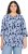 Ulla Popken Floral Print 3/4 Sleeve V-Neck Tee Navy Blue - Painetut T-paidat naisille - 