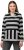 Ulla Popken Mixed Stripe Long Sleeve Hoodie Black - Naisten hupparit ja collegepaidat isot koot - 