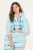 Ulla Popken Plush Alpine Striped Motif Loungewear Hoodie Baby Blue - Naisten hupparit ja collegepaidat isot koot - Mukavat collegepaidat, huput ja neuleet