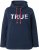 Ulla Popken TRUE Lettering Hoodie Navy Blue - Naisten hupparit ja collegepaidat isot koot - 