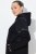 Ulla Popken Mix Fabric Reflective Trim Zip Hoodie Black - Naisten hupparit ja collegepaidat isot koot - Mukavat collegepaidat, huput ja neuleet