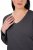 Ulla Popken Back To Basics V-Neck Relaxed Fit Cotton Tee Charcoal Grey Melange - T-paidat - Naisten t-paidat