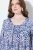Ulla Popken Allover Printed Pleated Long Sleeve Tee Dark Blue - Painetut T-paidat naisille - Printti-t-paidat naisille