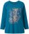 Ulla Popken Inverted Seam Long Sleeve Graphic Tee Teal - Painetut T-paidat naisille - 