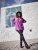 Ulla Popken Pleated Confetti Print Long Sleeve Tee Light Plum - Painetut T-paidat naisille - 