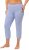 Ulla Popken Basic Stretch Knit Capris Blue - Naisten farkut ja housut isot koot - 
